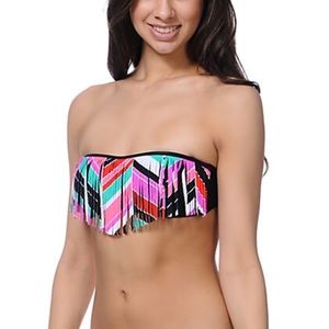 Empyre Fringe Bandeau Bikini Top Chevron Stripe